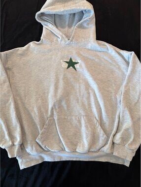 Lonely Ghost Hoodie Heather Grey Green Star Large Pullover Sweatshirt